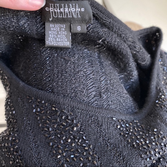 Vintage Y2K Beaded Striped Knit Top Party Sweater - Picture 7 of 8